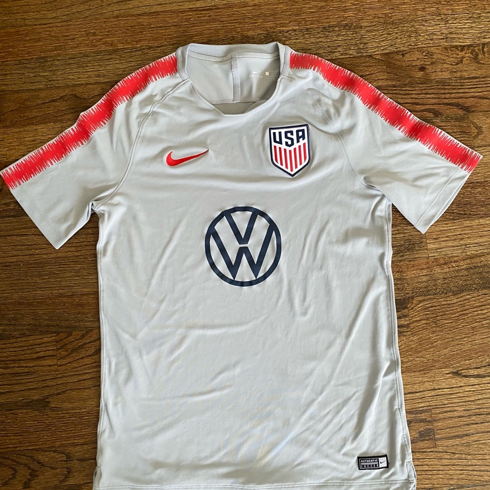 USA Soccer Training Shirt Player Issued Youth L Gray